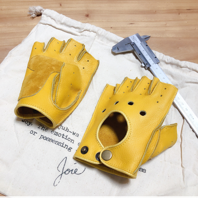 Leather Driving Glove - Guantes de cuero retro de media
